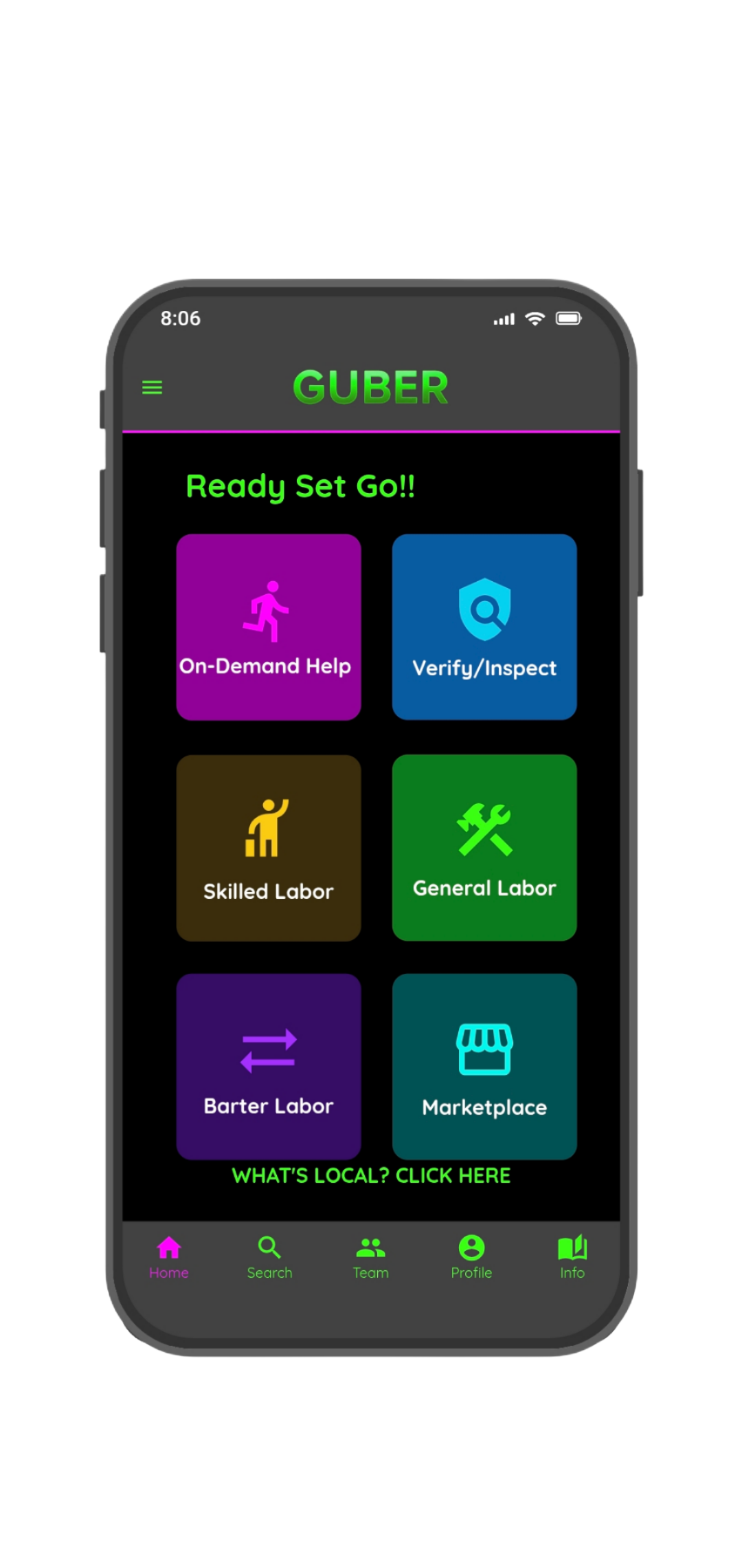 GUBER app preview screen 2